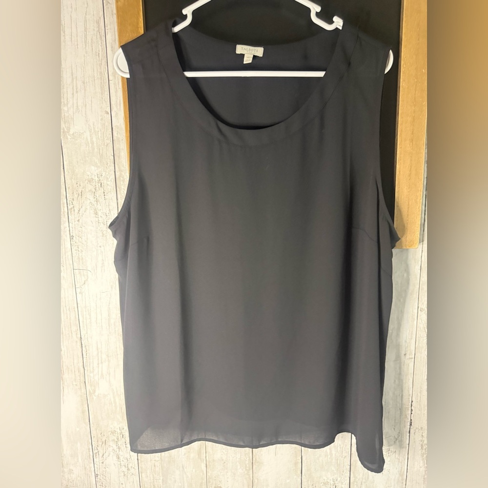 Talbots Women’s XL Black Career Sheer Blouse Sleeveless Top